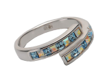 Кольцо "Мультистоун" серебряное с кристаллами Swarovski светло-голубого и прозрачного цвета